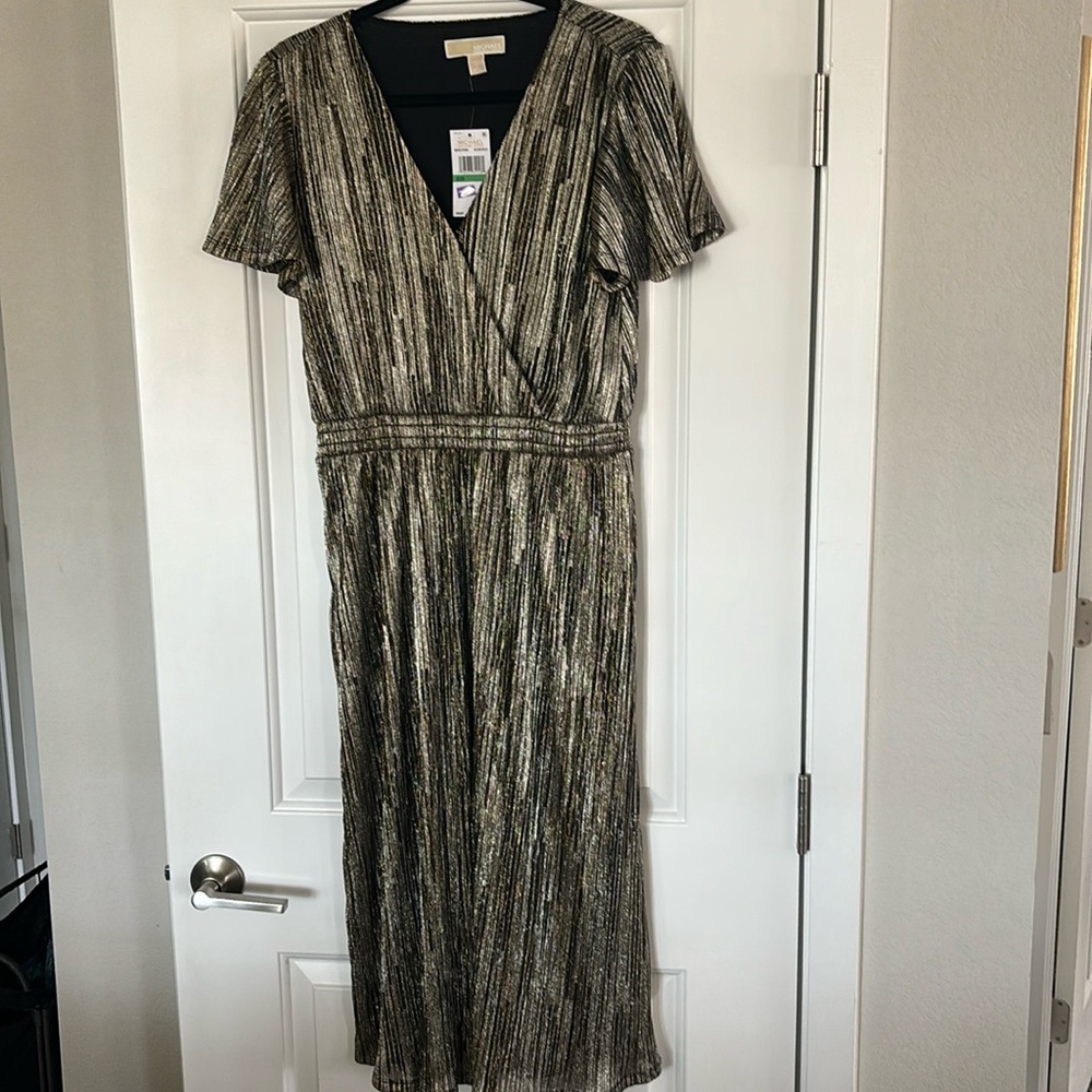 NWT Michael Kors black and gold dress